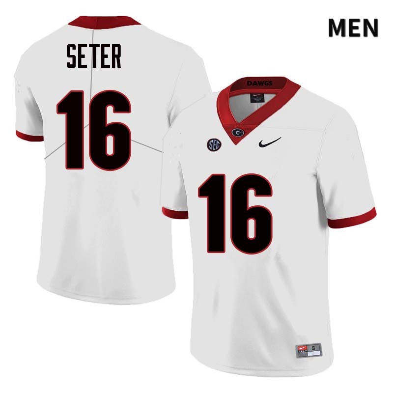 Georgia Bulldogs Men's John Seter #16 White Stitched College UGA Football Jersey 23WZ012BH